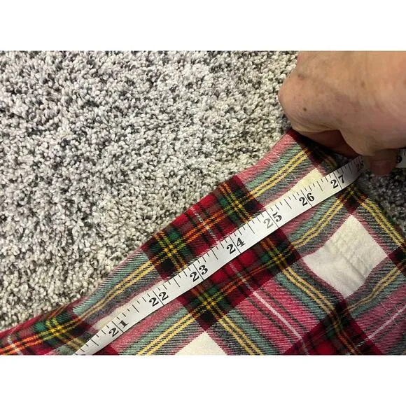 Hanna Andersson Women’s Flannel Long Pajama Set, Size Med, Holiday Plaid Red/Wht
