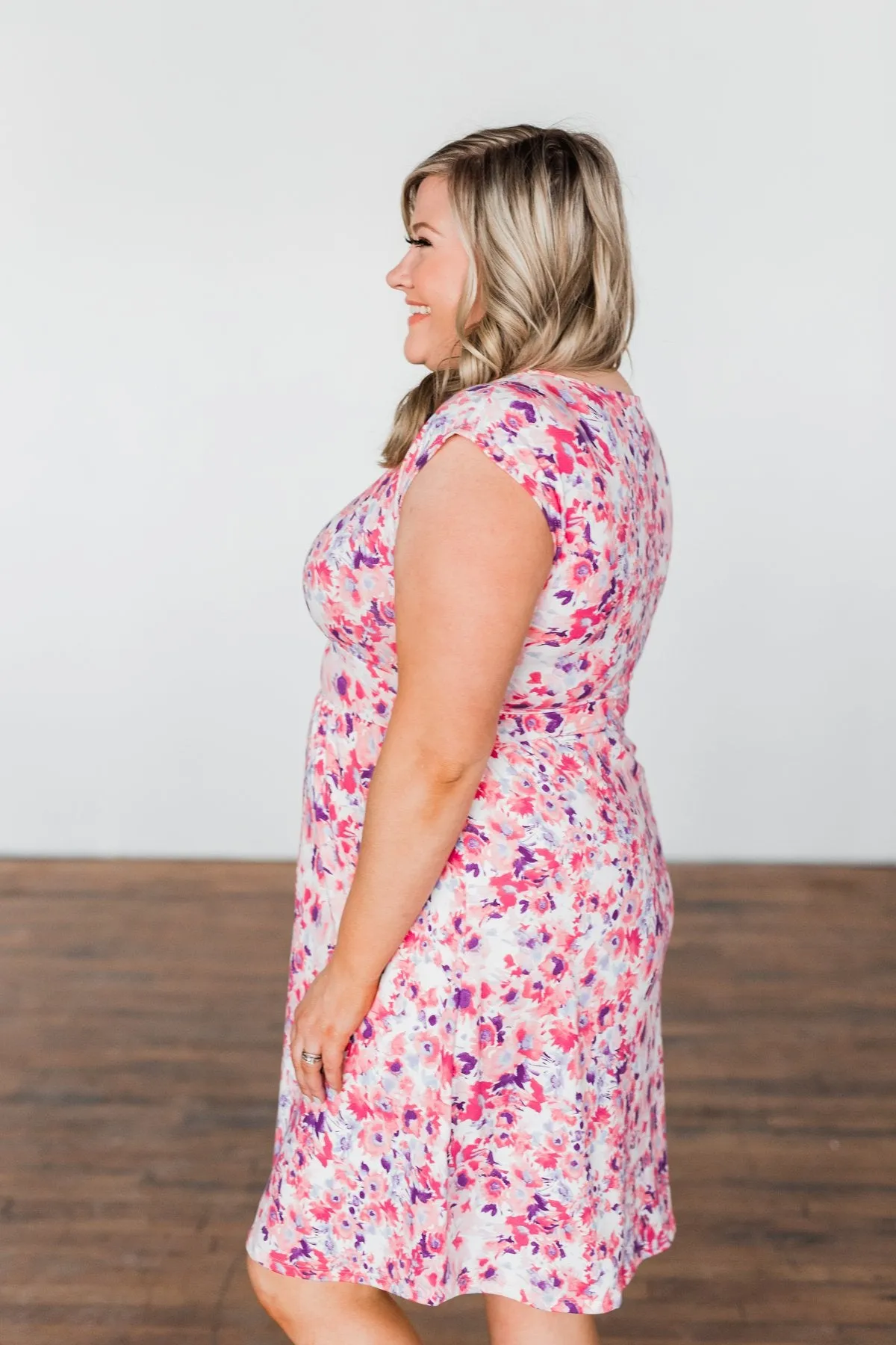 Happy Feelings Floral Dress- Ivory & Pink