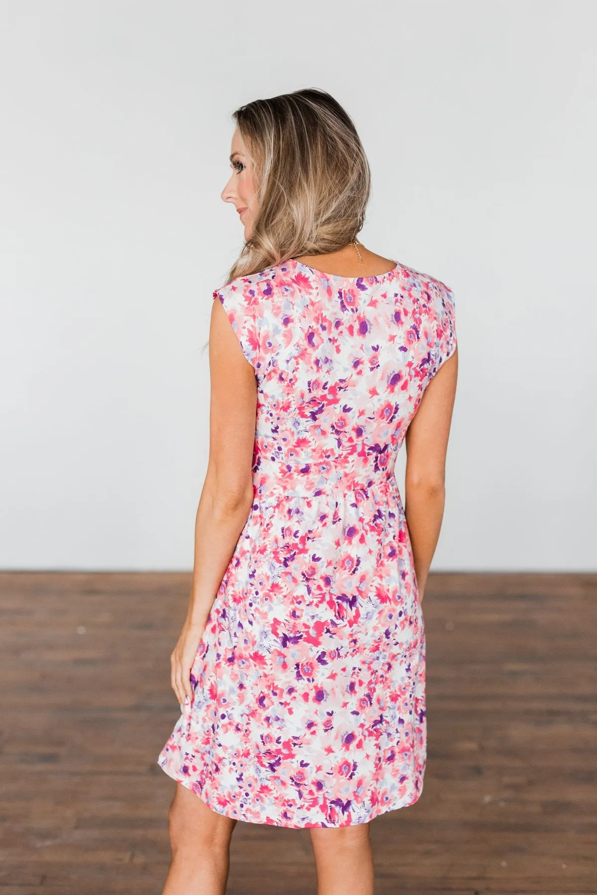 Happy Feelings Floral Dress- Ivory & Pink