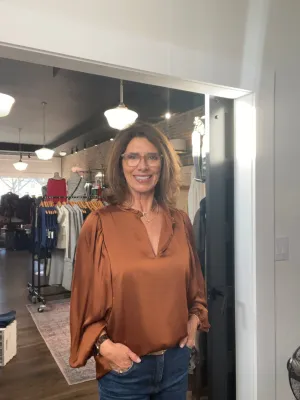 Hathaway Split Neck Long Sleeve Blouse
