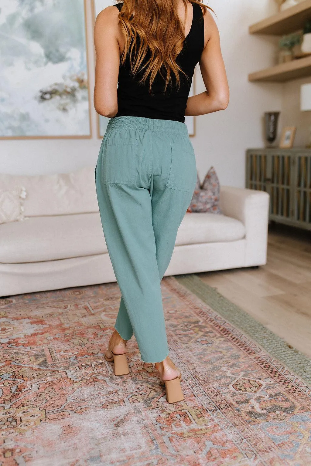 Hazel Blues® |  Love Me Dearly High Waisted Pants in Jade