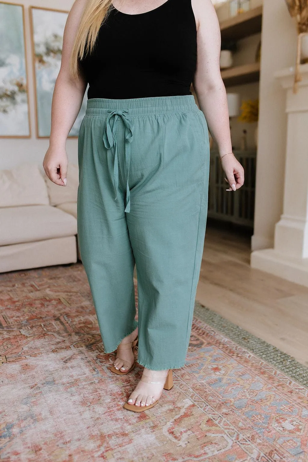 Hazel Blues® |  Love Me Dearly High Waisted Pants in Jade