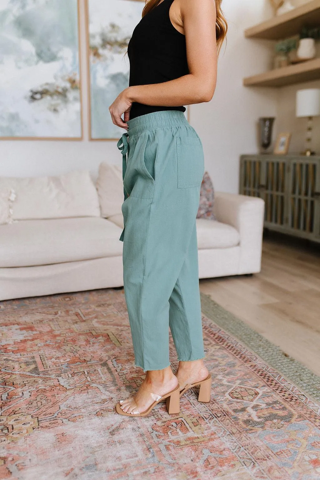 Hazel Blues® |  Love Me Dearly High Waisted Pants in Jade