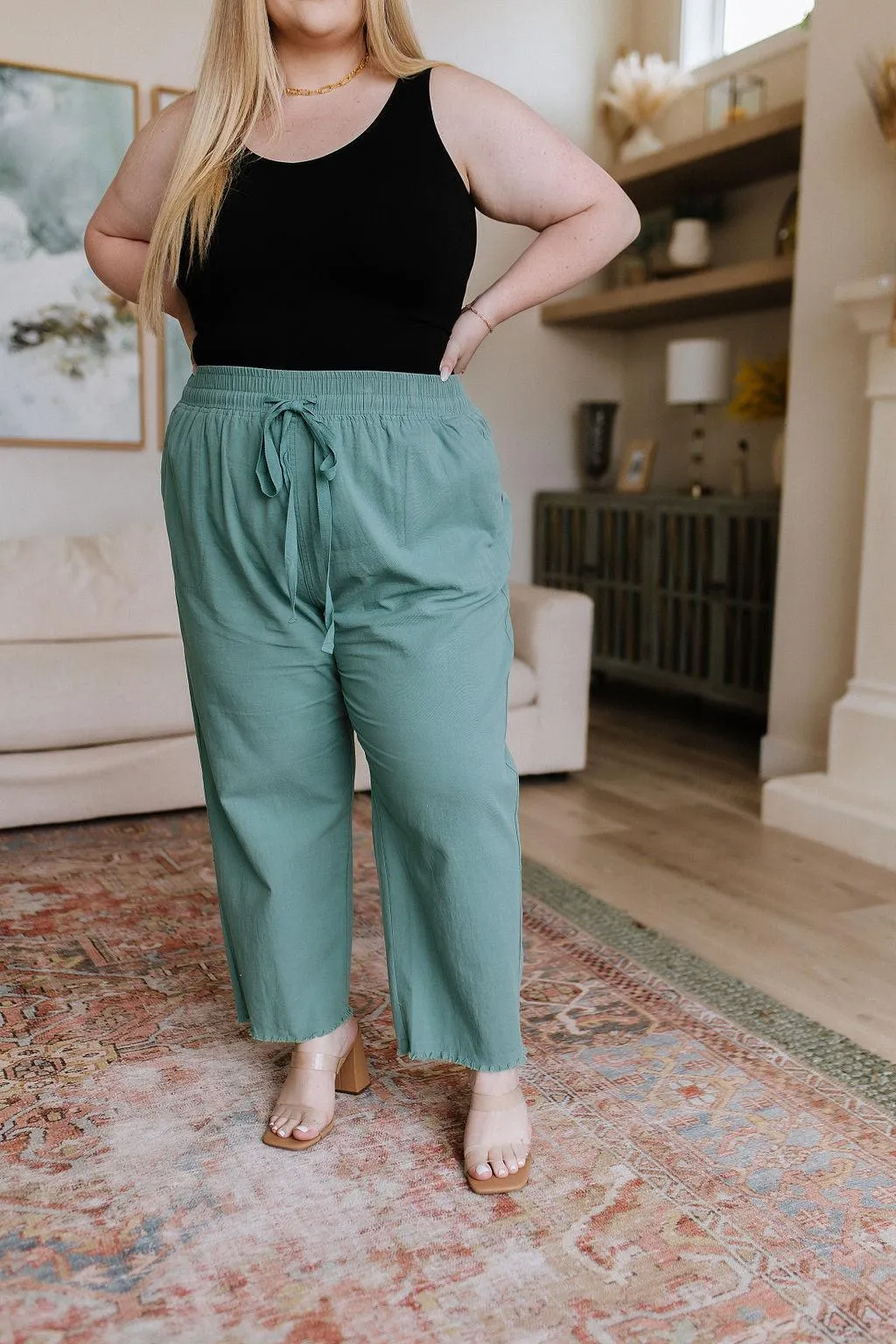 Hazel Blues® |  Love Me Dearly High Waisted Pants in Jade