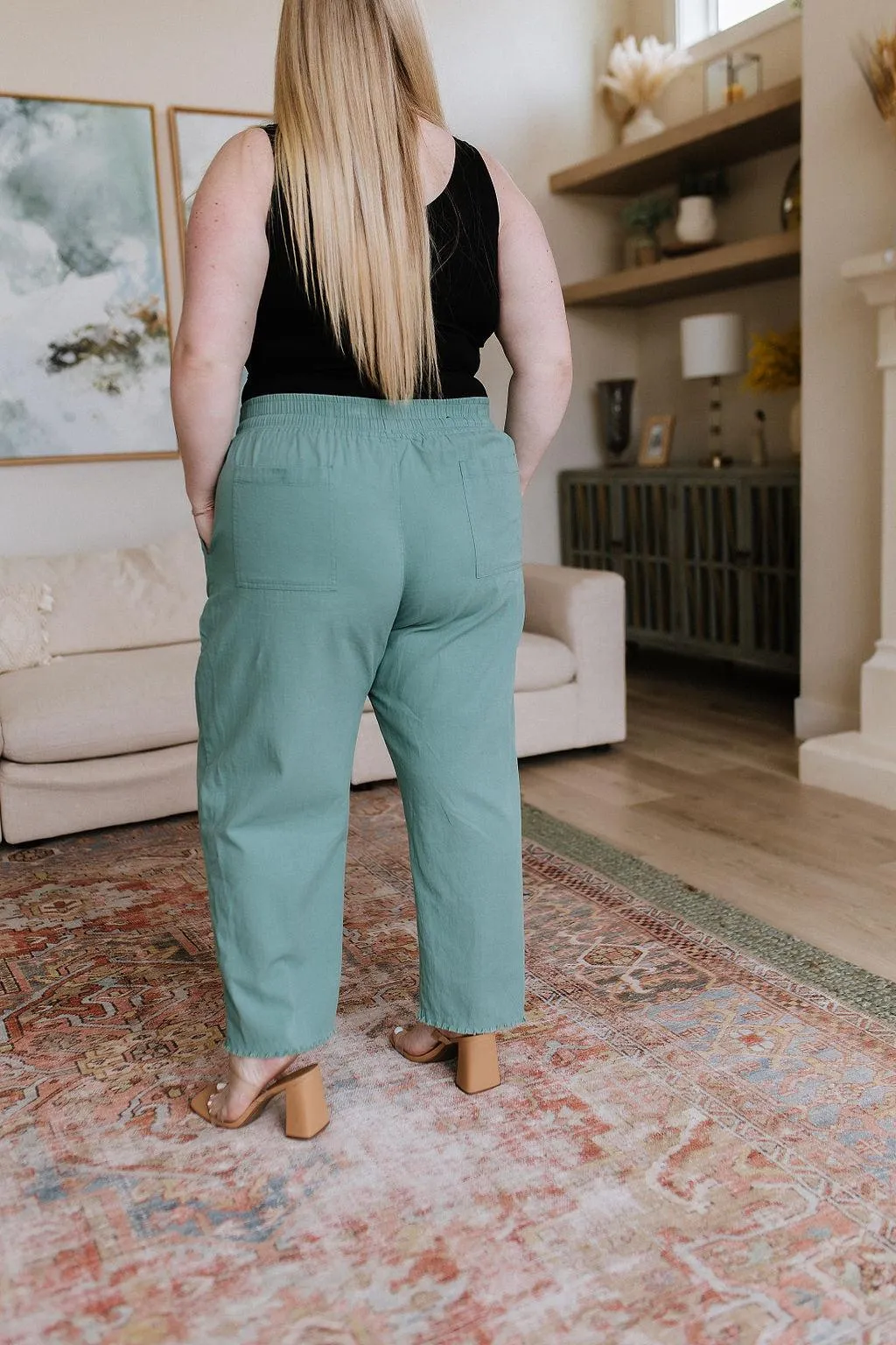 Hazel Blues® |  Love Me Dearly High Waisted Pants in Jade