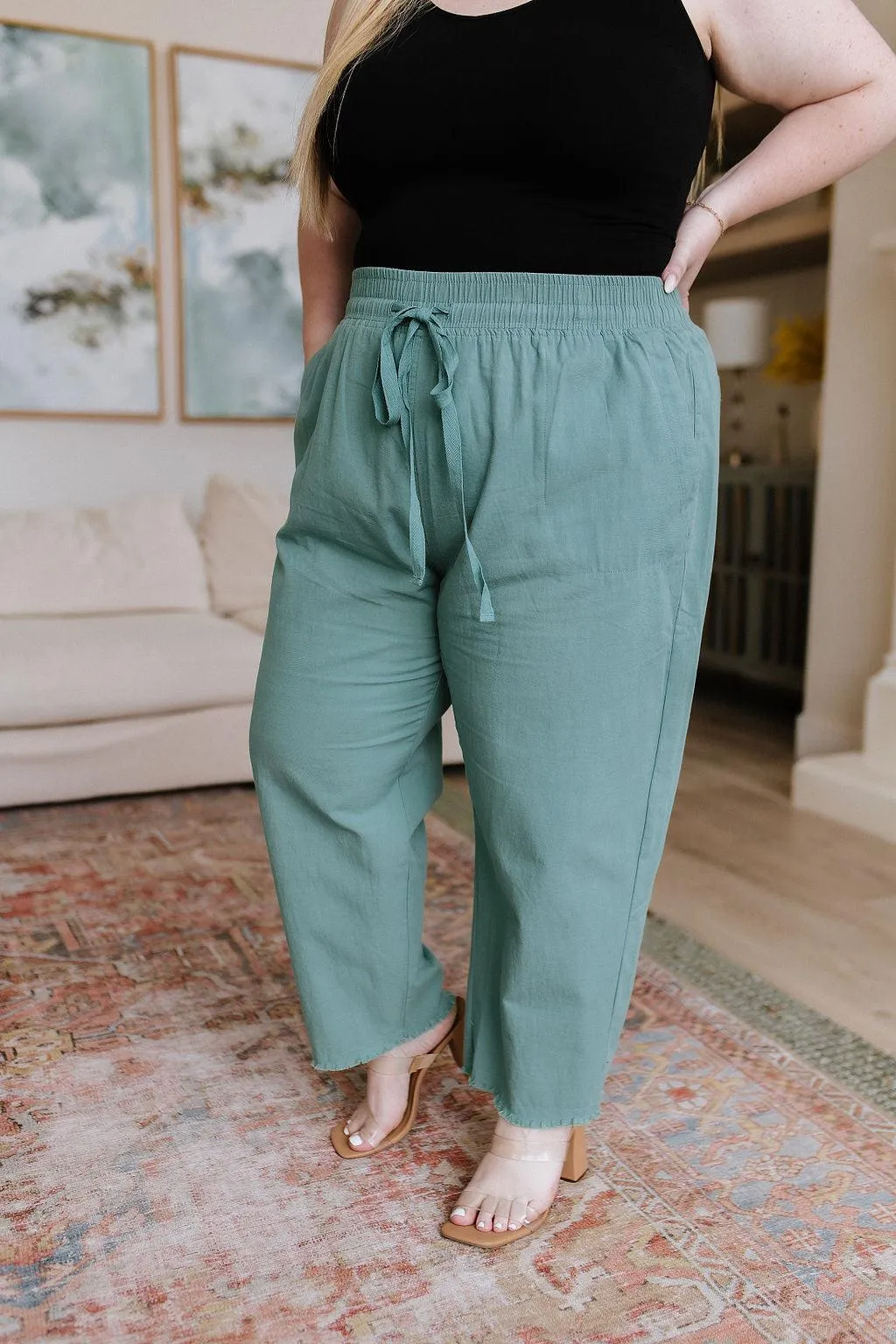 Hazel Blues® |  Love Me Dearly High Waisted Pants in Jade