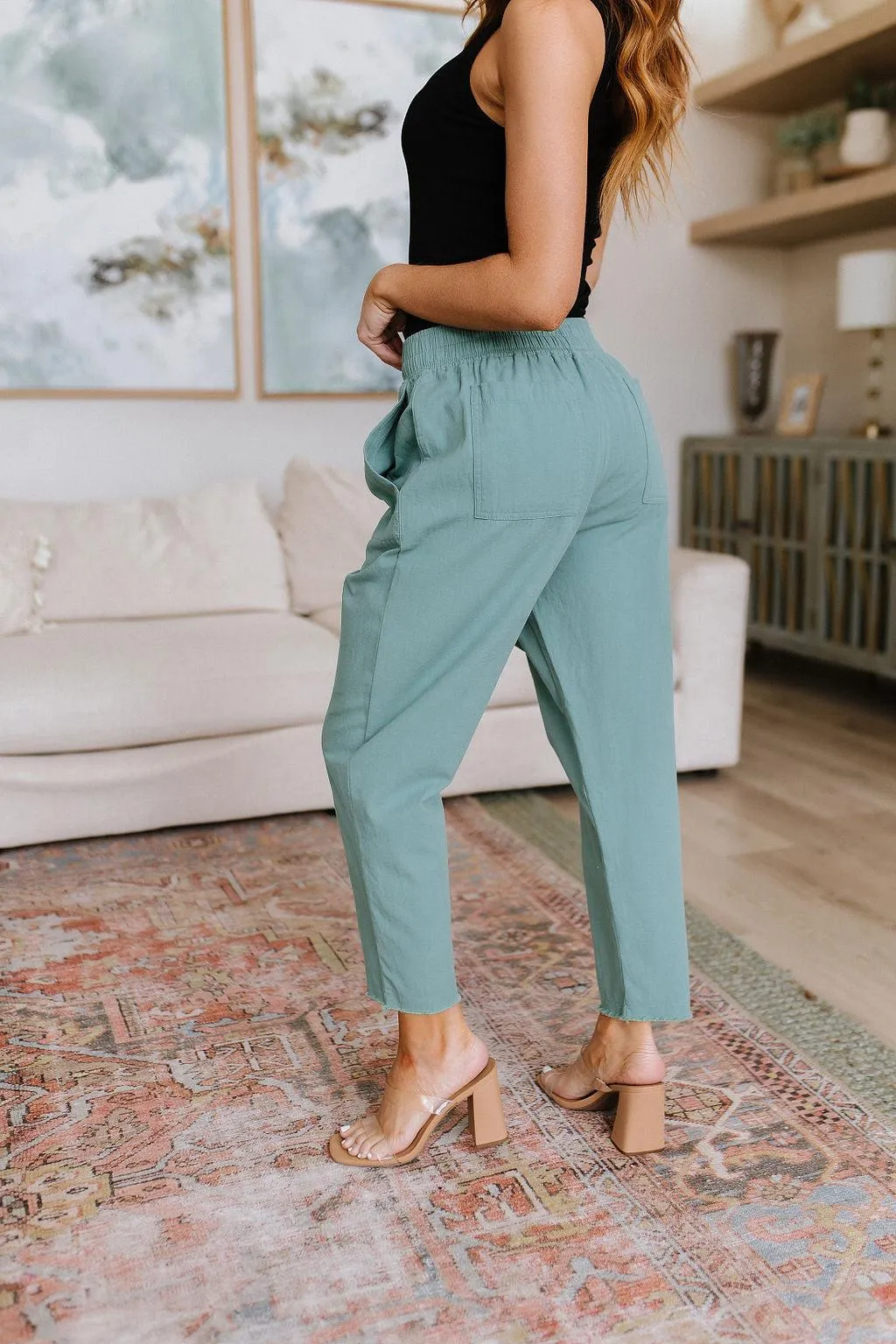 Hazel Blues® |  Love Me Dearly High Waisted Pants in Jade