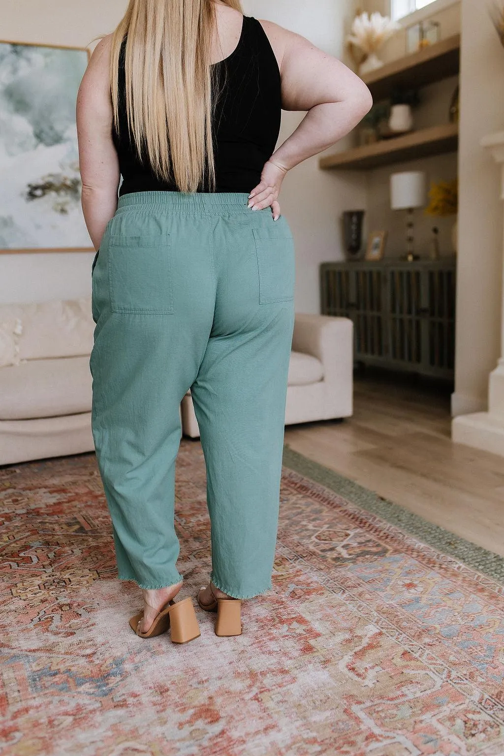 Hazel Blues® |  Love Me Dearly High Waisted Pants in Jade