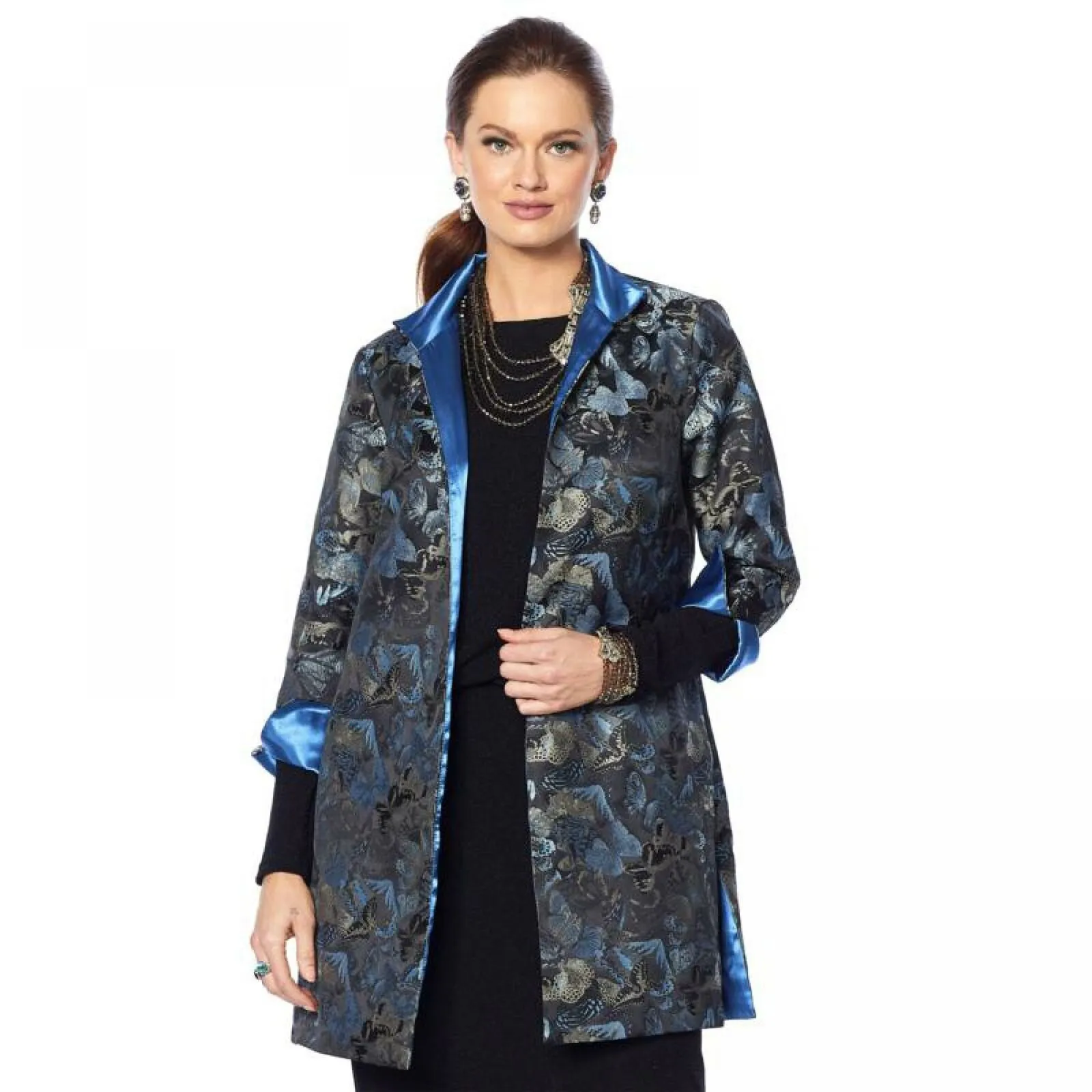 Heidi Daus Women's Modern Monarch Jacquard Topper Jacket
