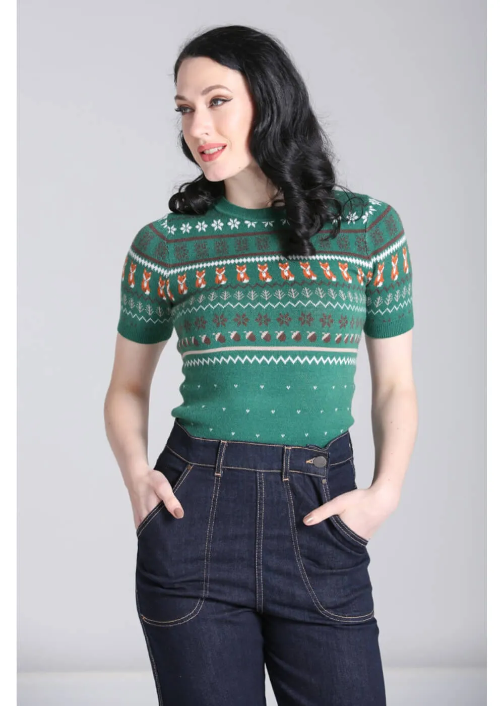 Hell Bunny Vixey 40's Jumper Green