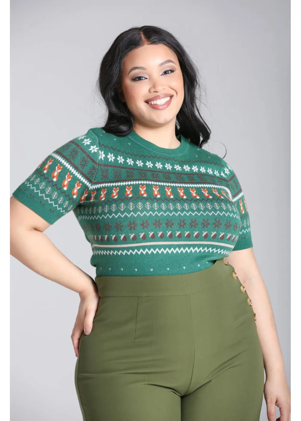 Hell Bunny Vixey 40's Jumper Green
