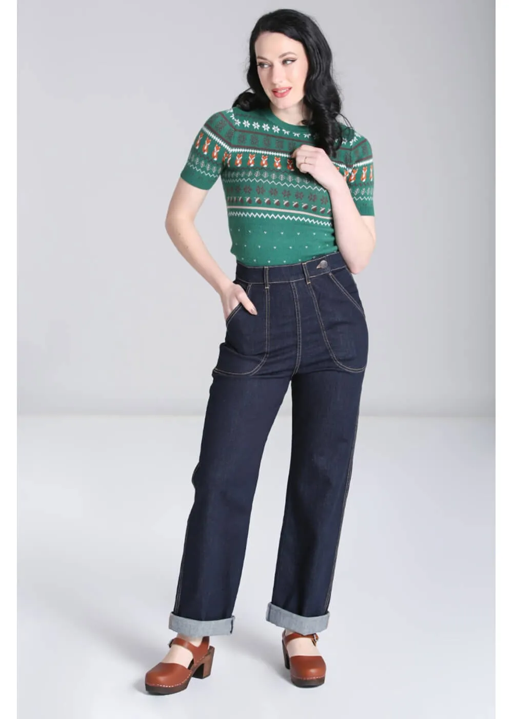 Hell Bunny Vixey 40's Jumper Green