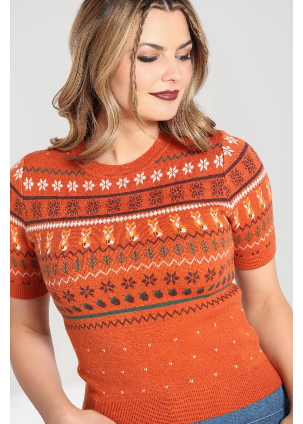 Hell Bunny Vixey 60's Jumper Brown