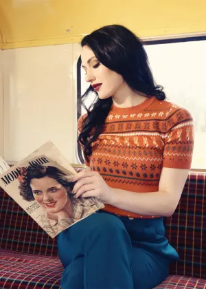 Hell Bunny Vixey 60's Jumper Brown