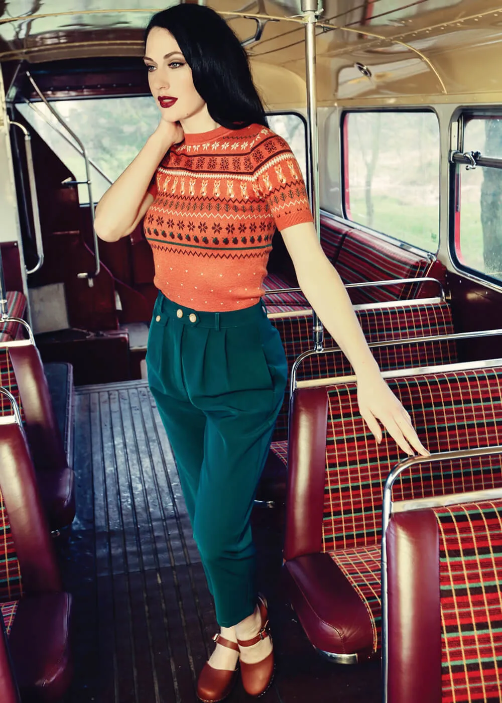 Hell Bunny Vixey 60's Jumper Brown