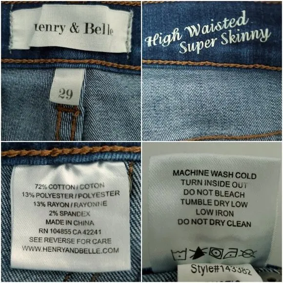 Henry &amp; Belle High Waisted Super Skinny Jeans