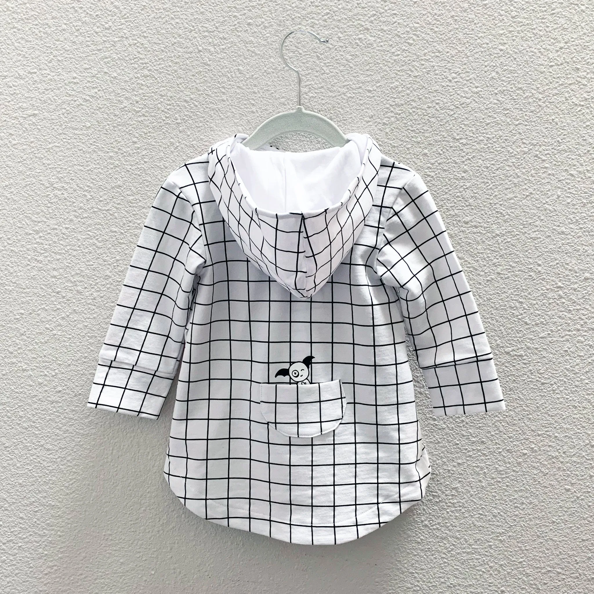 Hi-Lo Hoodie - Black/White Grid