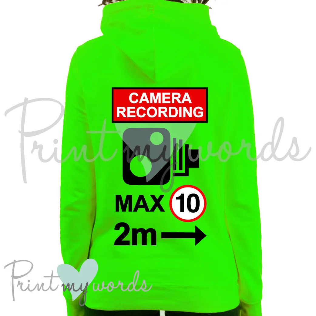 High Visibility Hi Vis Equestrian Neon Electric Hoodie - CAMERA RECORDING, MAX 10, 2M hi-viz