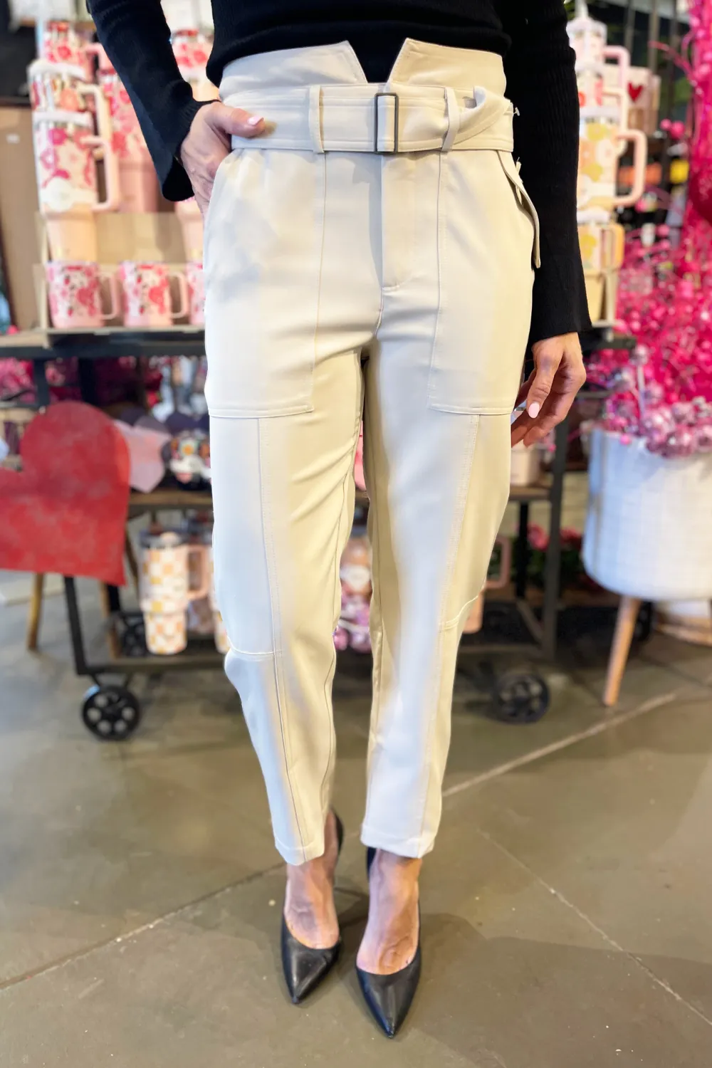 High Waisted Belted Utility Pant