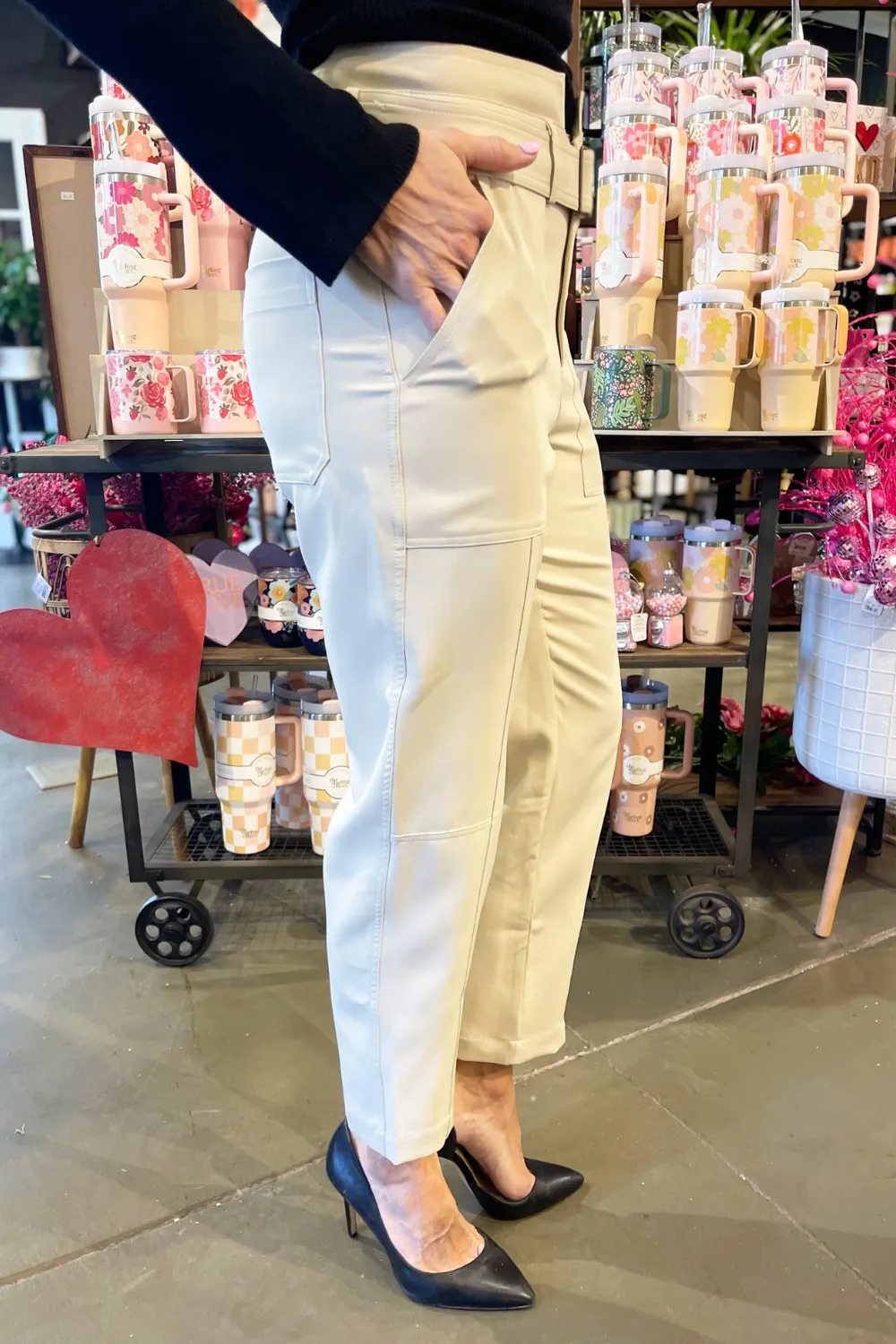 High Waisted Belted Utility Pant