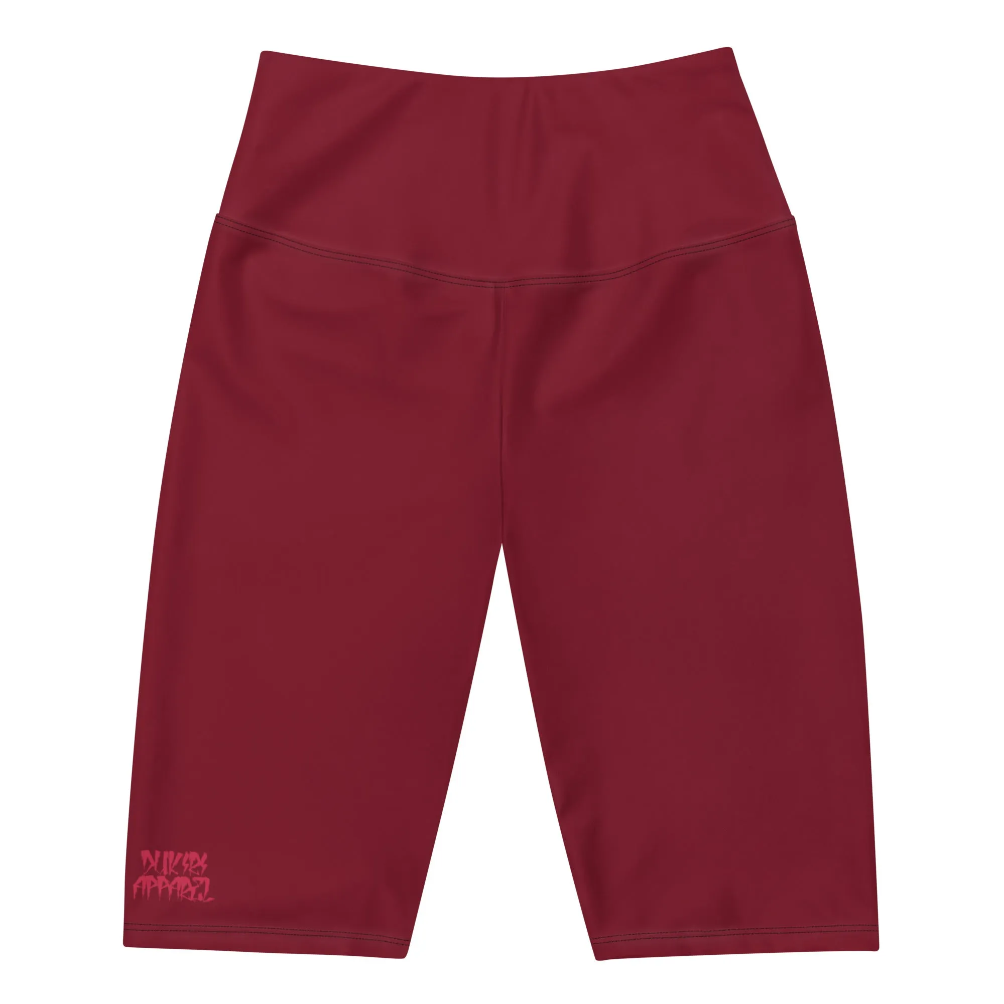High-waisted Burgundy Biker Shorts-Urban Logo