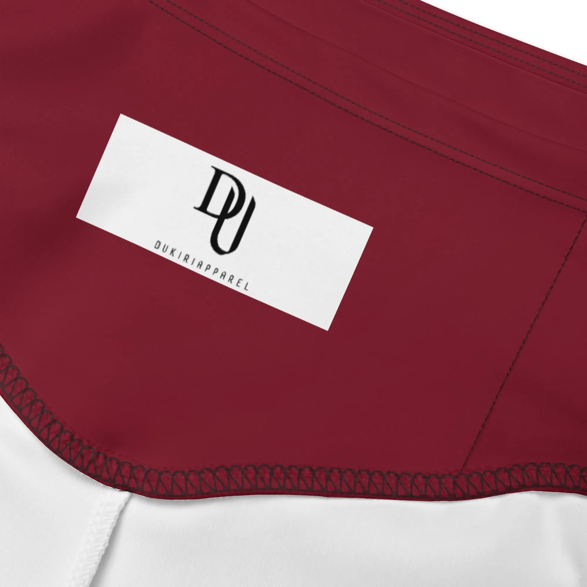 High-waisted Burgundy Biker Shorts-Urban Logo