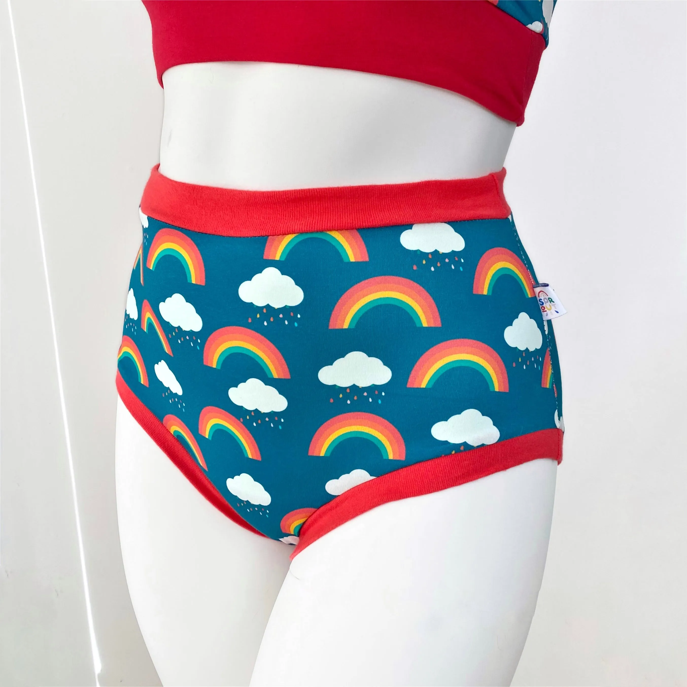 High Waisted Rainbow Adult Pants | Women's Knickers | Organic Cotton Underwear