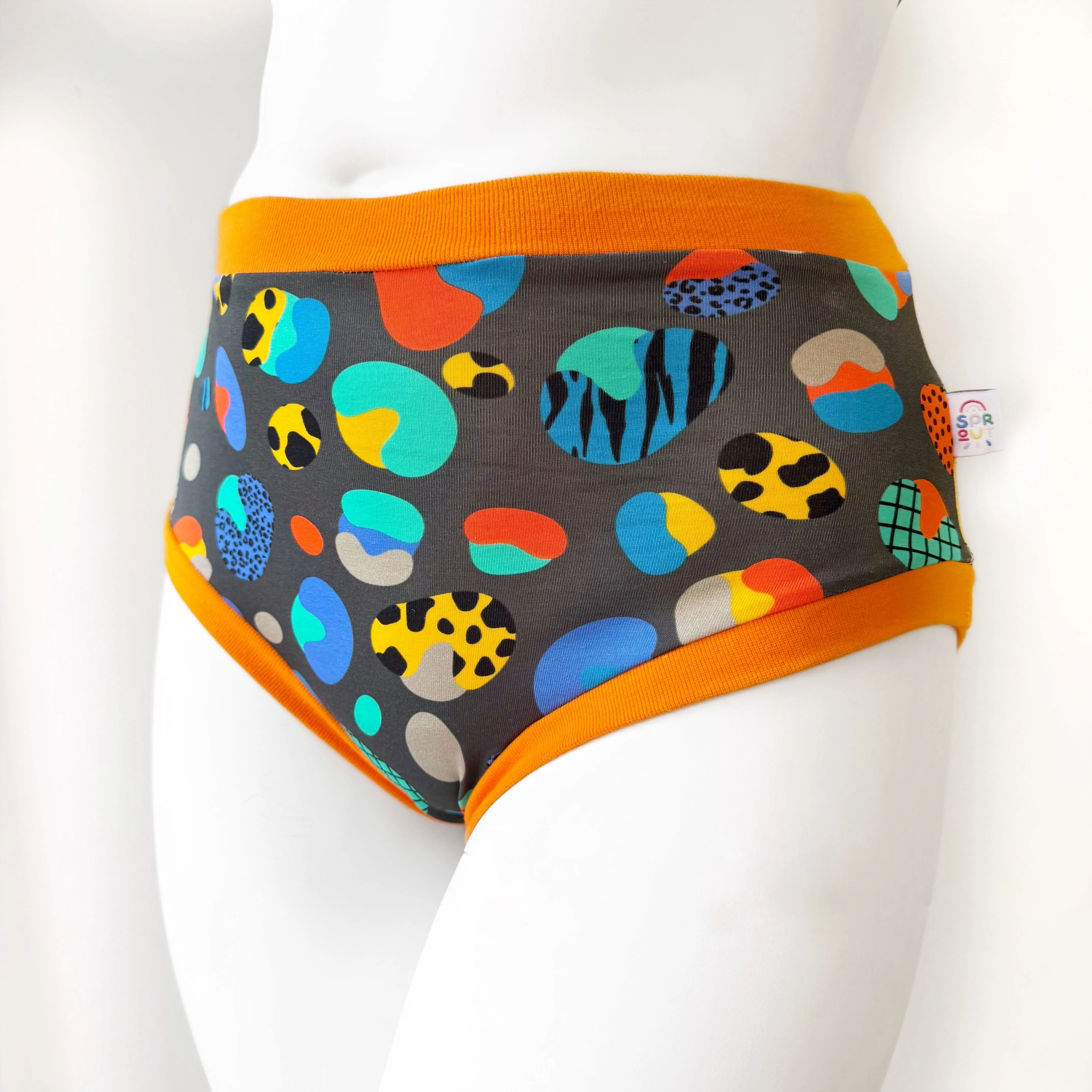 High Waisted Rainbow Leopard Print Adult Pants | Women's Knickers | Organic Cotton Underwear