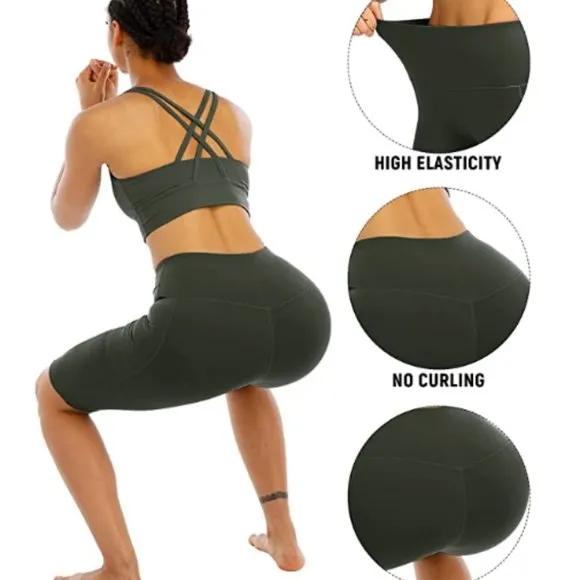 High Waisted Tummy Control Work Out Shorts 4 Packs