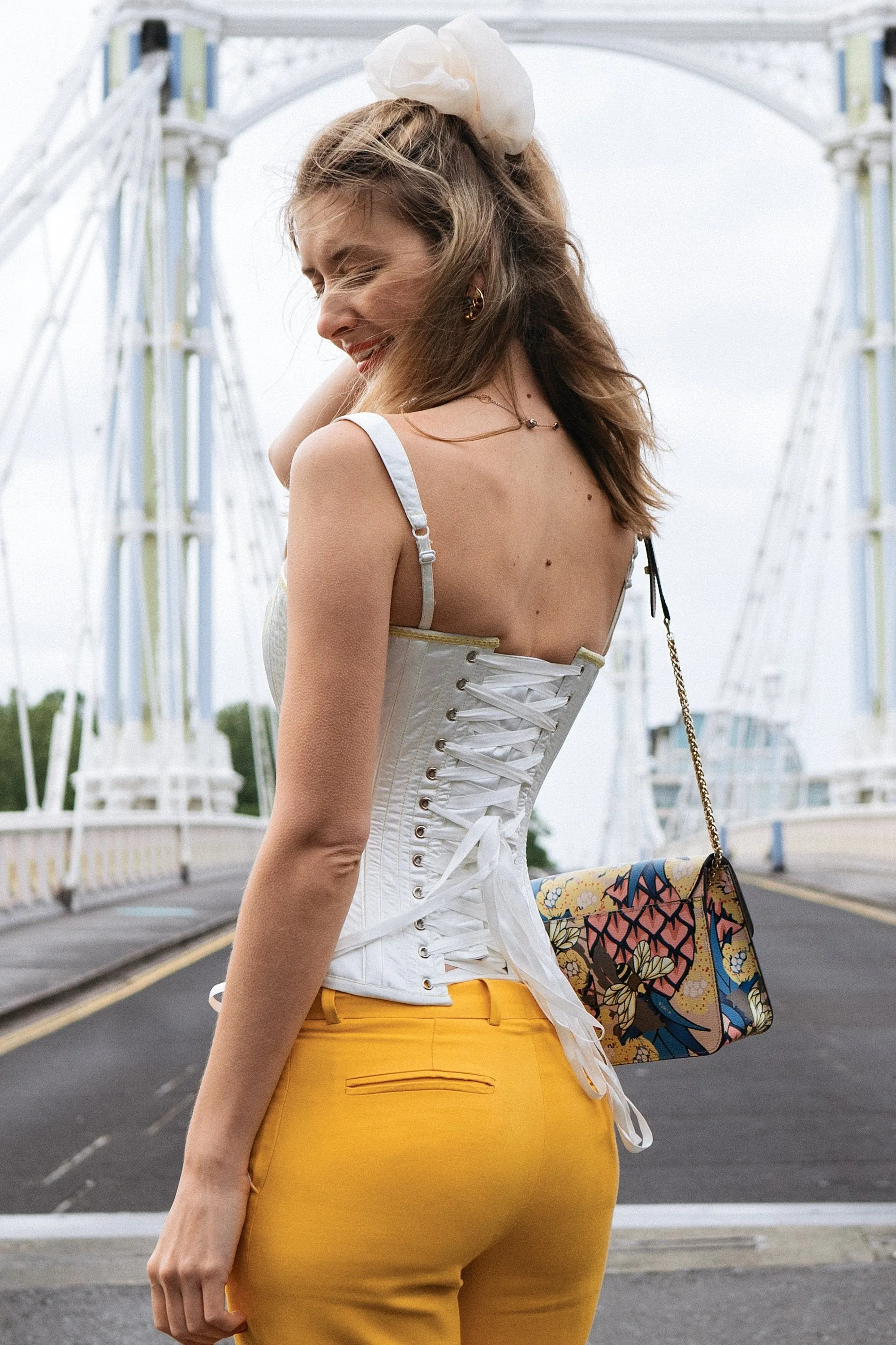 historic Embroidered Corset with Shoulder Straps