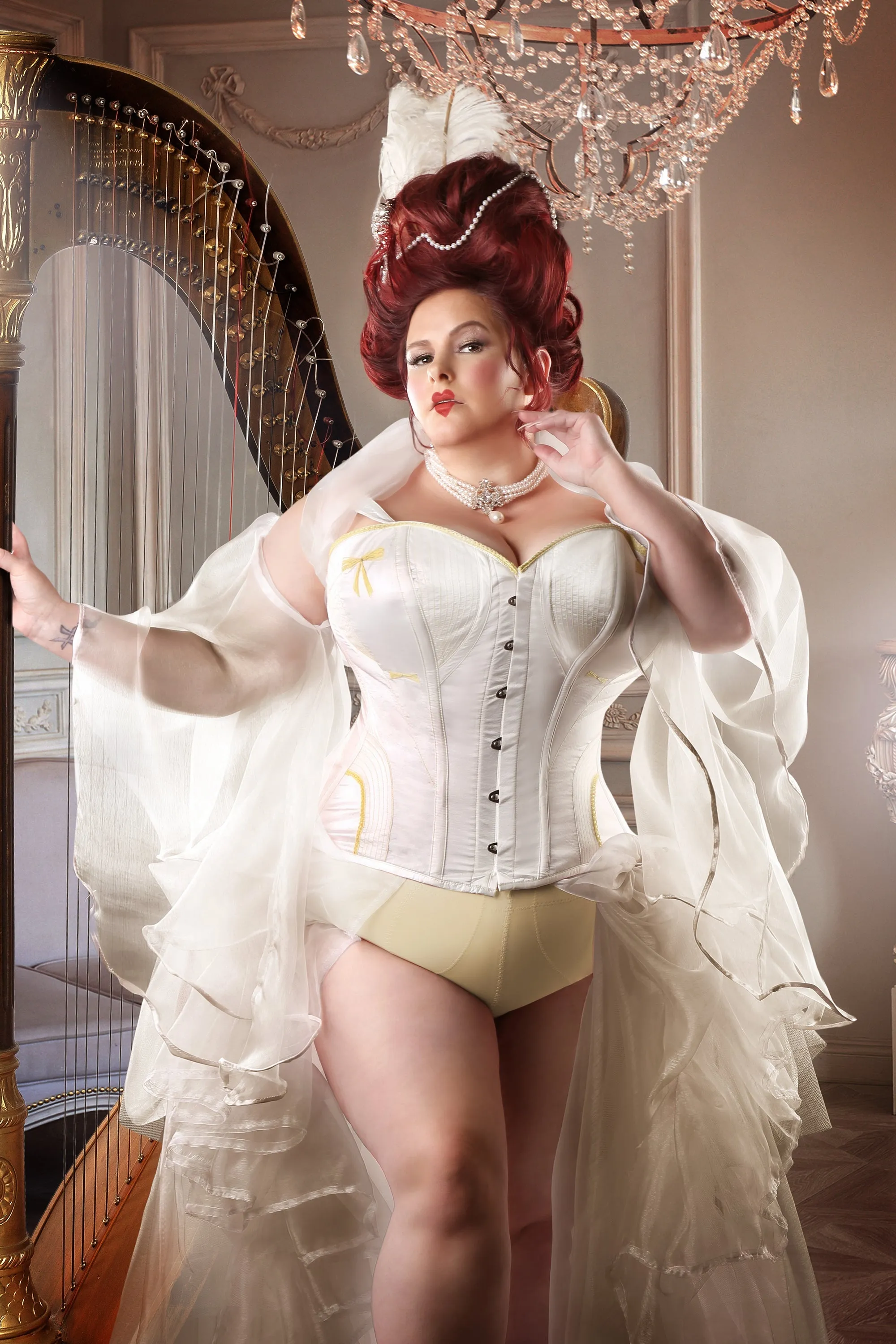 historic Embroidered Corset with Shoulder Straps