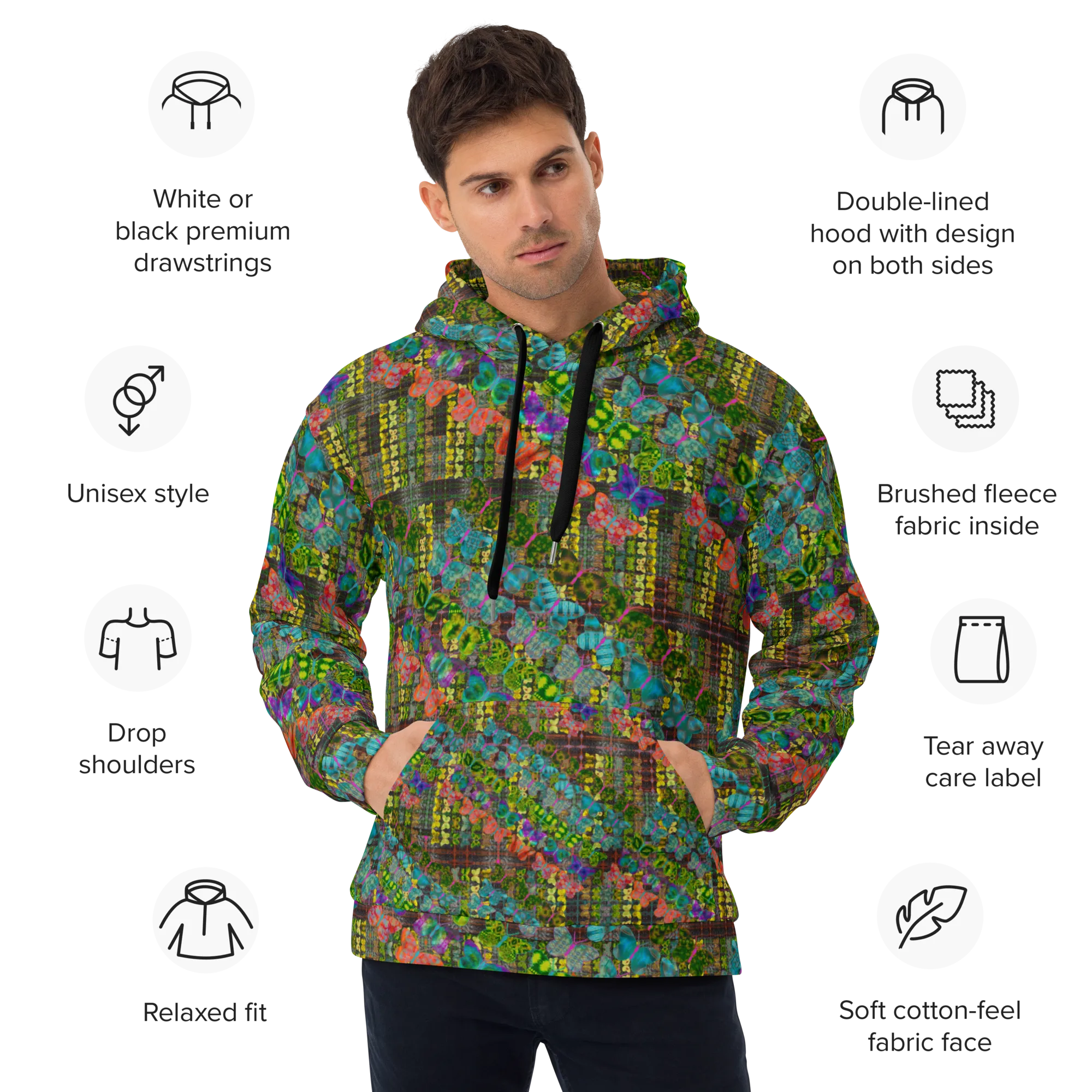 Hoodie (Unisex)(Butterfly Glade Tree Link Pride Stripes) RJSTHS2022 RJS