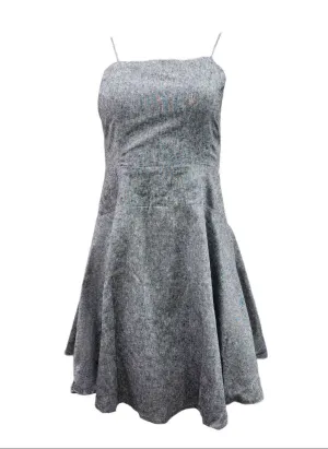 HoodLamb Women's Black Fitted Back Strap Hemp Mini Dress 420 NWT