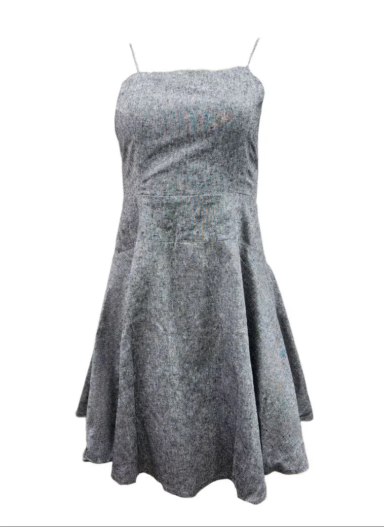 HoodLamb Women's Black Fitted Back Strap Hemp Mini Dress 420 NWT