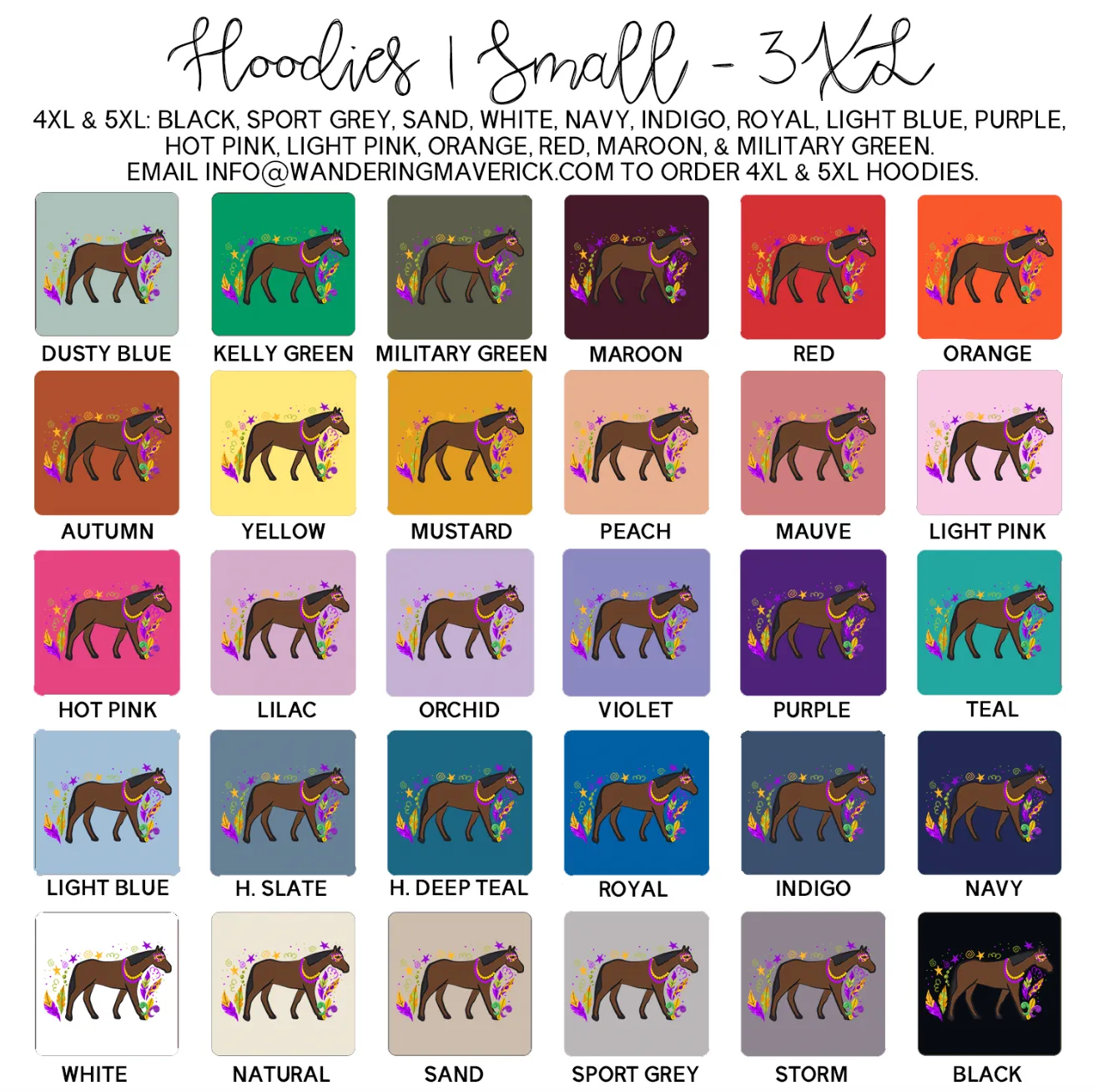 Horse Mardi Gras Hoodie (S-3XL) Unisex - Multiple Colors!