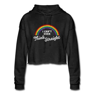 I Can't Even Think Straight LGBTQ Rainbow Pride Women’s Cropped Premium Pullover Hoodie