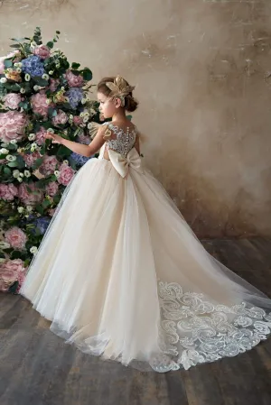 Imagina Tulle Flower Girl Dress with Flutter Sleeves