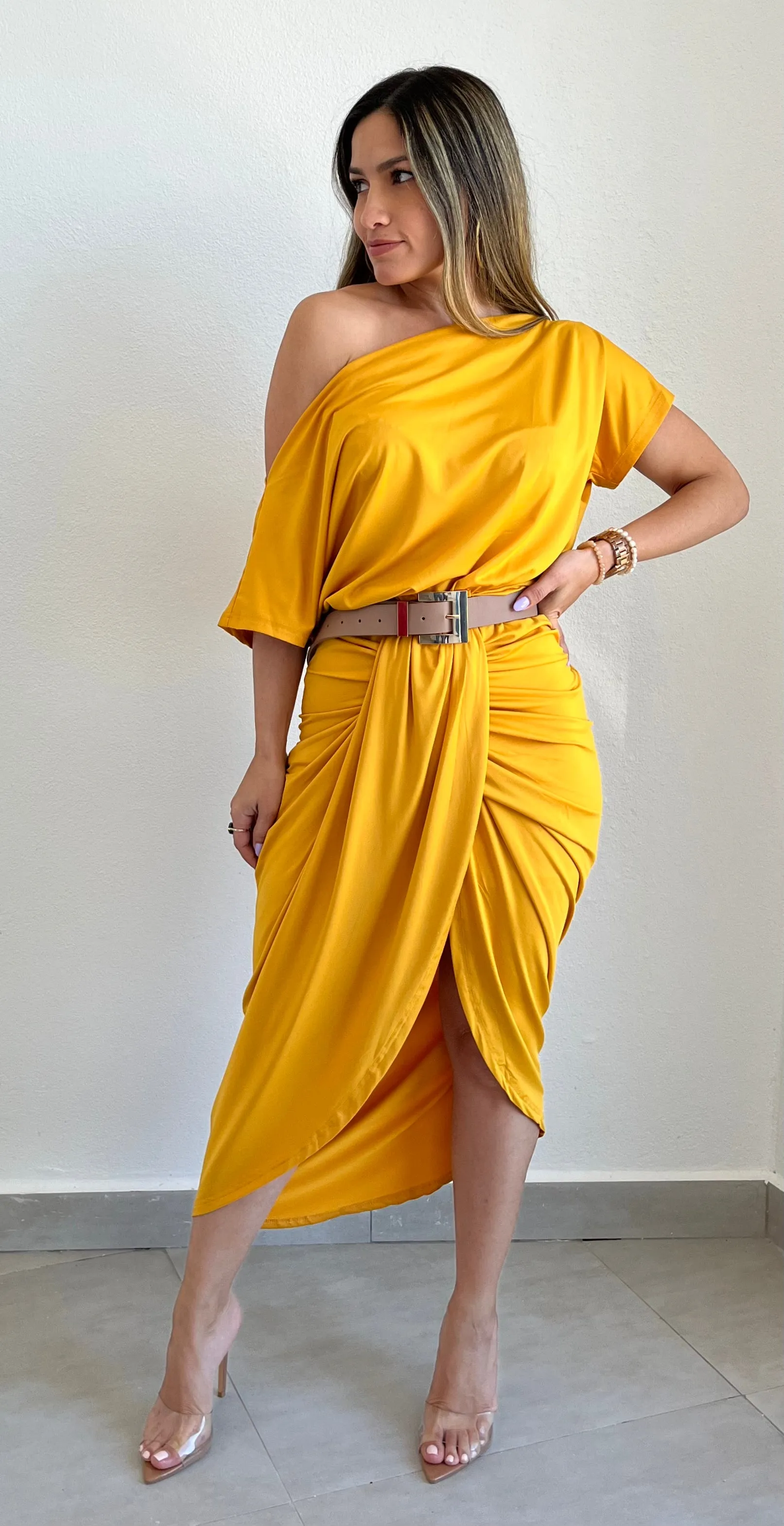 Impressions of Spring Mustard High-Low Dress