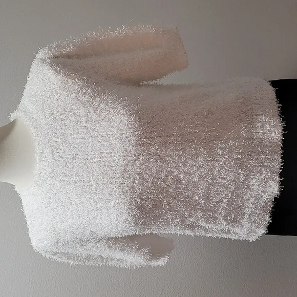 INC CASUAL FALL PREPPY MODEST SHORT SLEEVE WINTER WHITE CREWNECK SWEATER TOP XL