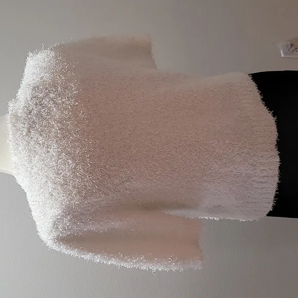INC CASUAL FALL PREPPY MODEST SHORT SLEEVE WINTER WHITE CREWNECK SWEATER TOP XL