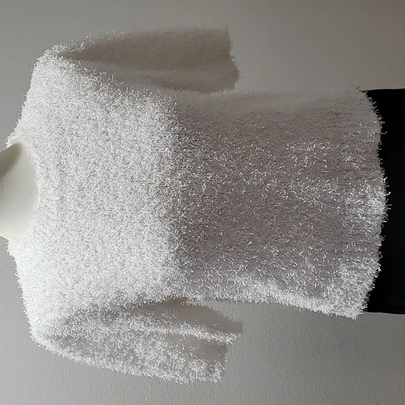 INC CASUAL FALL PREPPY MODEST SHORT SLEEVE WINTER WHITE CREWNECK SWEATER TOP XL