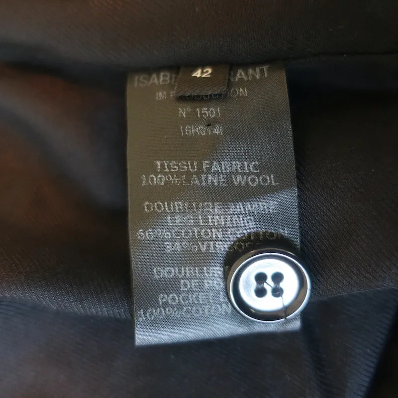 Isabel Marant Trousers Black Wool Size 42 High Rise Pants NEW