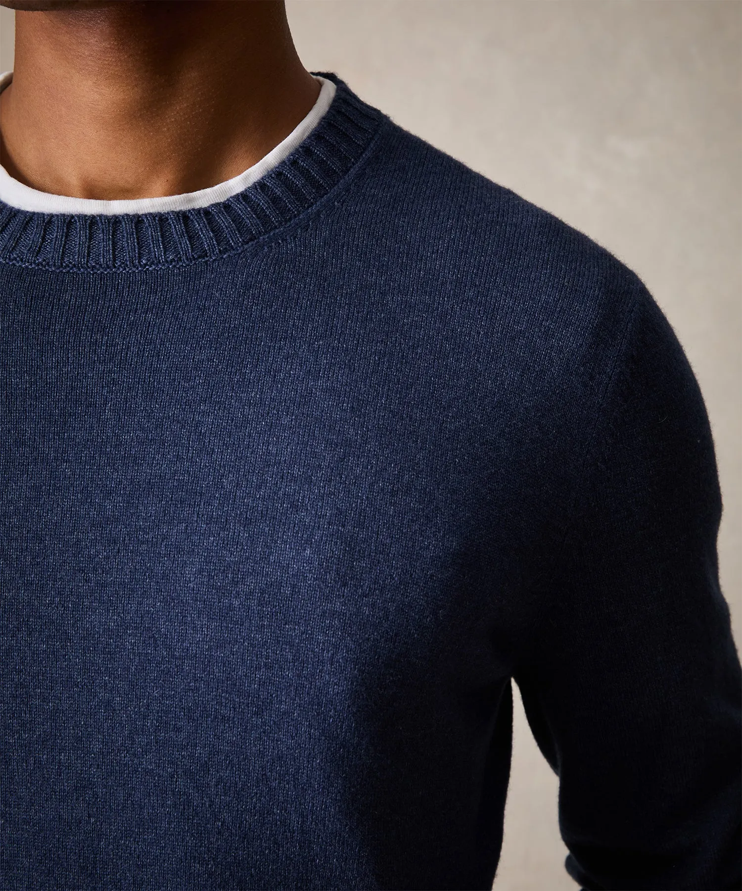 Italian Garment Dyed Wool Cashmere Crewneck Sweater