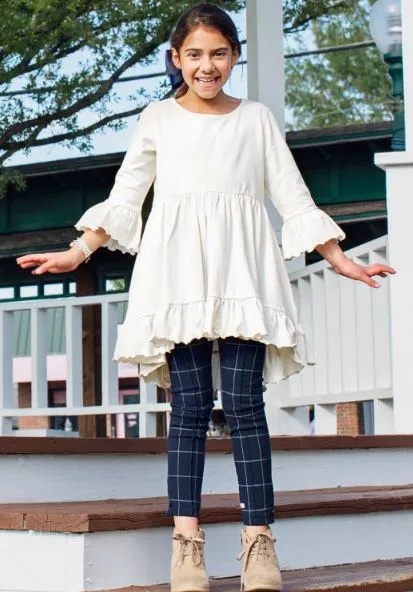 Ivory High Low Ruffle Tunic