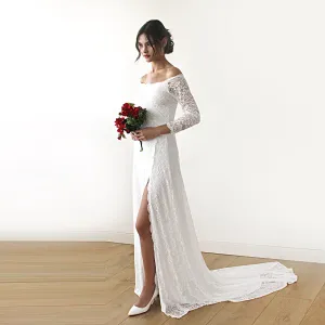 Ivory Wedding Dress with a Slit & Train #1179