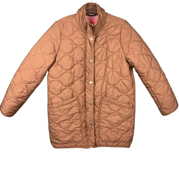 J. CREW Quilted Cocoon Puffer Coat Jacket Primaloft Dark Nutmeg Brown sz M