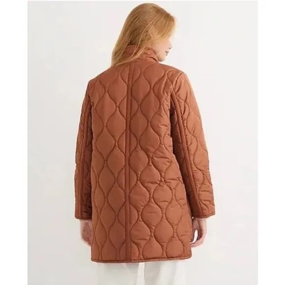 J. CREW Quilted Cocoon Puffer Coat Jacket Primaloft Dark Nutmeg Brown sz M