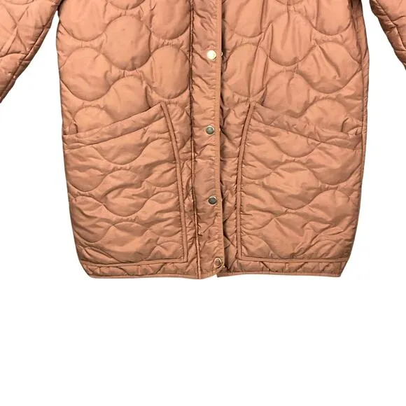 J. CREW Quilted Cocoon Puffer Coat Jacket Primaloft Dark Nutmeg Brown sz M