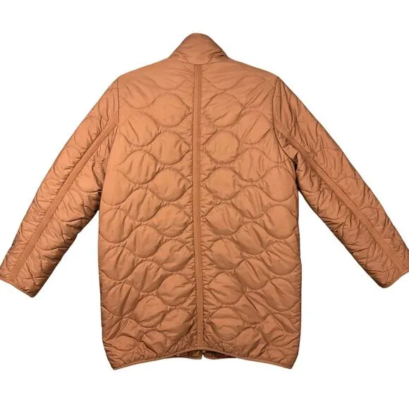 J. CREW Quilted Cocoon Puffer Coat Jacket Primaloft Dark Nutmeg Brown sz M