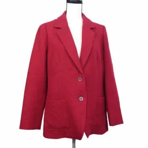 𝅺J. Jill Wool Raspberry Red Tweed Single Breasted Career Blazer / Jacket Size L
